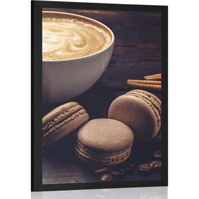 Plakát káva s čokoládovými makronky - 20x30 black
