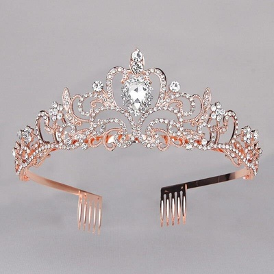 Naishide Jewelry Luxusní svatební korunka do vlasů DRAHOKAM Druh barvy: Zlatá růžová