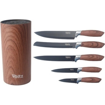 Voltz Комплект ножове и поставка Oliver Voltz OV51633G5 Wood, мраморно покритие, кафяви (OV51633G5 Wood)