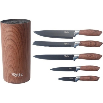Voltz Комплект ножове и поставка Oliver Voltz OV51633G5 Wood, мраморно покритие, кафяви (OV51633G5 Wood)