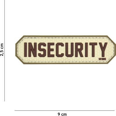 Gumová nášivka 101 Inc nápis Insecurity - coyote
