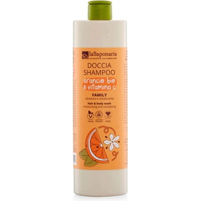 laSaponaria Sprchový gel a šampon 2v1 s BIO pomerančem a vit. C pro celou rodinu 500 ml