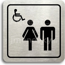 ACCEPT Piktogram WC ženy, muži, invalidé - stříbrná tabulka - černý tisk