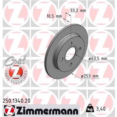 Brzdový kotúč ZIMMERMANN 250.1340.20 (250134020)