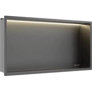 BALNEO Вградена правоъгълна LED ниша Balneo Wall-Box One с рамка 60x30x10 см, Gun Metal мат (B0101080109-2)