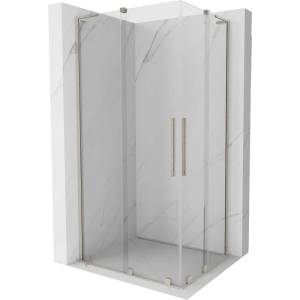 Mexen Velar L Duo плъзгаща се душ кабина 90 x 80 см, прозрачна, четкана никел - 871-090-080-02-03-97 (871-090-080-02-03-97)