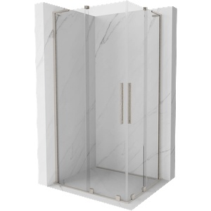 Mexen Velar L Duo плъзгаща се душ кабина 90 x 80 см, прозрачна, четкана никел - 871-090-080-02-03-97 (871-090-080-02-03-97)