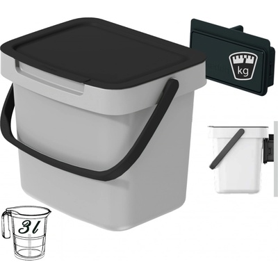 Systema Q Collect Kôš odpadkový popolavý s čiernym vekom 3l
