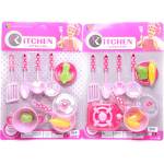 Armtoys ДЕТСКИ РОЗОВ КУХНЕНСКИ КОМПЛЕКТ НА ТОЧКИ С 4 ПРИБОРА НА КАРТОН - armtoys
