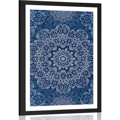 Plakát s paspartou modrá Mandala s abstraktním vzorem - 40x60 no frame