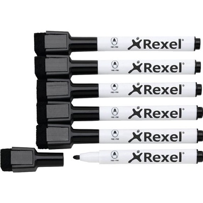 МАРКЕР ЗА БЯЛА ДЪСКА С ГЪБА rexel ОП. 6 ЧРН