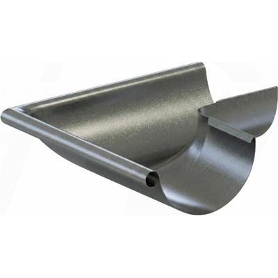 Krop Roh/kút polkruhového žľabu 90° oceľový vonkajší 280 mm systém 130 RAL 9007 Šedý hliník