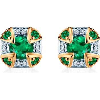 SAVICKI Обеци Rosavine: двуцветно злато, смарагди, диаманти