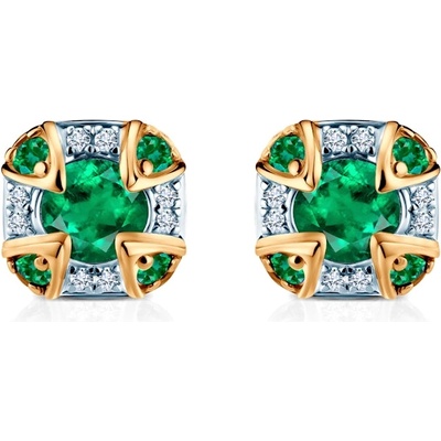 SAVICKI Обеци Rosavine: двуцветно злато, смарагди, диаманти