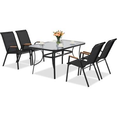 Garden Point Метална градинска мебел Modena/Bitonto Wood за 4 души Garden Point black (GAP1075-4)