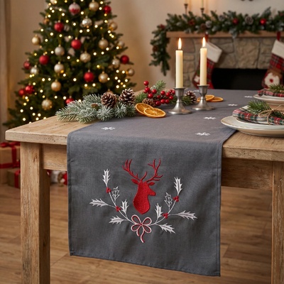 BBK Vánoční běhoun DEER 40x140 cm tmavě šedá