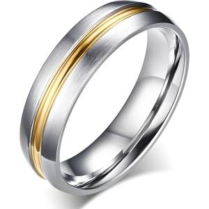 HARAHU Мъжки Пръстен VO-4841 - Сребро / Злато / 59mm KP4841