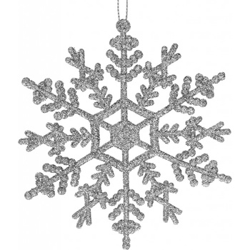 SPRINGOS Vianočné ozdoby Snehové vločky s trblietkami 12cm strieborné sada 3ks