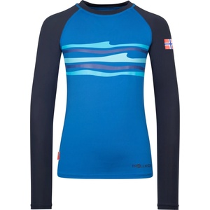 Trollkids Детска плажна тениска от ликра Trollkids Kid's Haukland Shirt Lycra - Navy / Glow Blue - размер 104 (EU) (750-1979-0213)