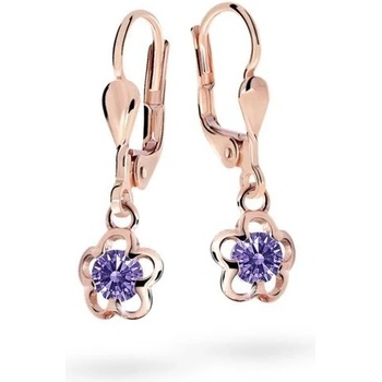 Danfil dievčenské náušnice kvetiny C1945 zo ružového zlata amethyst klapka