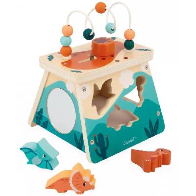 Дървена играчка Janod - Мултиактивен вулкан, Дино (J05827)