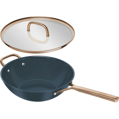 Zwilling Nepriľnavá wok panvica Milano s keramickým povrchom a sklenenou pokrievkou, Ø 30 cm, tmavo modrá 1035332