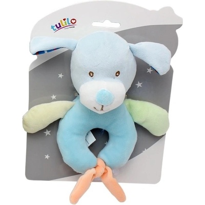 Axiom Plyšové chrastítko pejsek 15 cm modrá