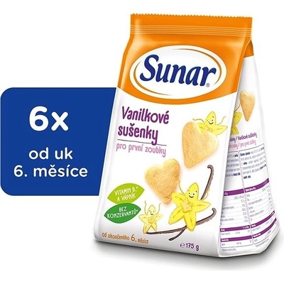 Sunar Vanilkové sušenky pro první zoubky 6 x 175 g