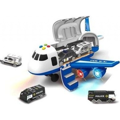 Alltoys Policajné lietadlo s nákladným priestorom as 3 autíčkami 1:64