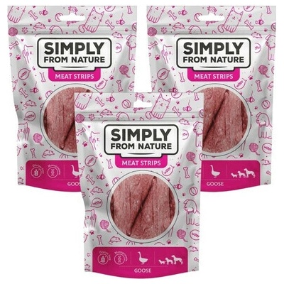 SIMPLY FROM NATURE Meat Strips Husacie stripsy pre psov 3x 80 g