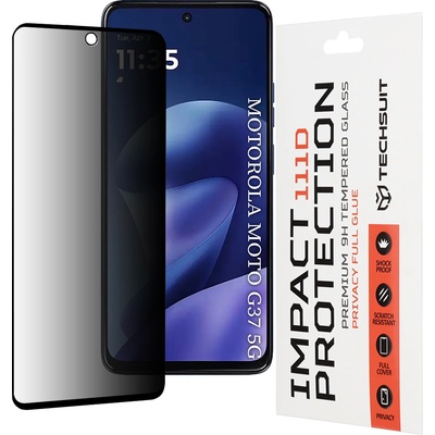 Techsuit Стъклен протектор за Motorola Moto G37 / G37 Power / G47 - 111D Privacy Full Glue - Techsuit - Черен