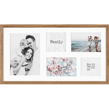 STYLER Рамка за 5 снимки Kyoto с бяло паспарту 27 x 51 см кафява (RA-15138)