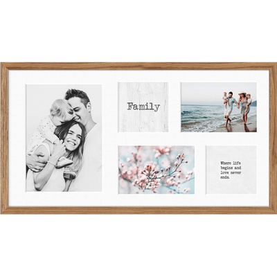 STYLER Рамка за 5 снимки Kyoto с бяло паспарту 27 x 51 см кафява (RA-15138)