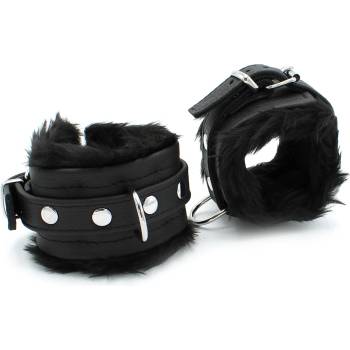 Image 1 of Kiotos Fluffy Inside Black Leather Handcuff