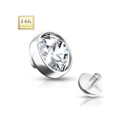 Šperky4U Zlatý piercing dermál 6 mm, Au 585/1000 ZL01038-06-WG