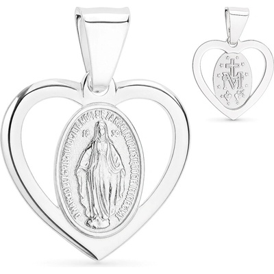 Argento Stříbrný přívěsek Zázračná medailka srdíčko 85341