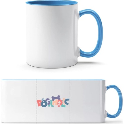PrintEQ TTH Dvoubarevný Hrnek Psí design s nápisem DOGAHOLIC Bílá Světlemodrá Standard Dárky 250 ml