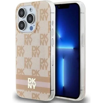 DKNY Кейс DKNY IML Checkered Mono Pattern & Printed Stripes MagSafe за iPhone 13 Pro Max, розов (3666339269029)