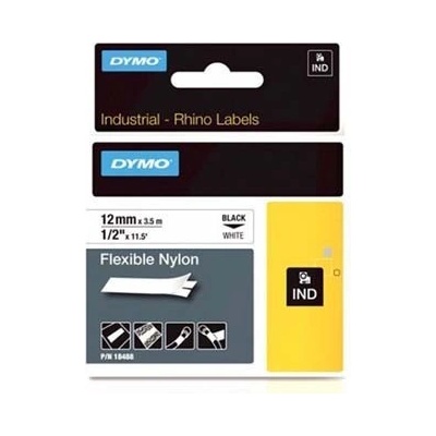DYMO Rhino 18488, S0718100, 12mm x 3, 5m черен печат / бял фон, оригинална лента (18488)