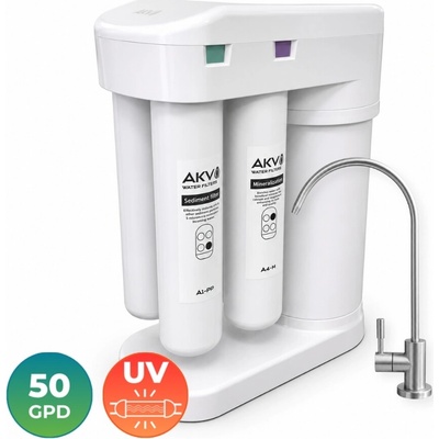 AKV RO TYTAN-50+UV White kompaktní filtr reverzní osmózy 50 GPD (s UV lampou)