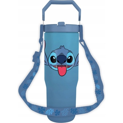 Lilo & Stitch termohrnek pro děti se šňůrkou 850 ml modrý