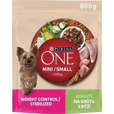 Purina ONE Mini Weight Control Sterilised krůtí s rýží 0,8 kg