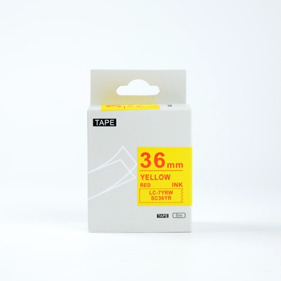 Compatible Epson LK-7YRN, SC36YR, 36mm x 9m, червен печат / жълт фон, съвместима лента (LKSC36YR)