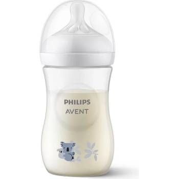 Philips Шише за хранене Philips Avent - Natural Response, 260 ml, с биберон поток 3, 1м+, с декорация Коала (00A.0580.001)