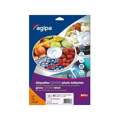 Etikety univerzálne na CD/DVD priemer 114mm Agipa 100 hárkov