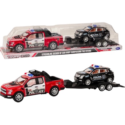 Lean Toys Policejní pickup s návěsem a přívěsem Off-Road Car Police Set
