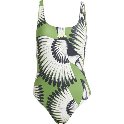 Adidas Дамски бански костюм Adidas adidas x FARM 3-Stripes Swimsuit Womens - Green Bold