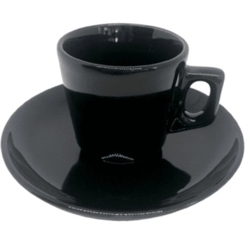 Image 1 of Чаша порцелан за кафе 70 мл. с чинийка, черна, преоценка