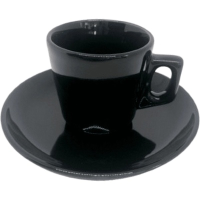 Чаша порцелан за кафе 70 мл. с чинийка, черна, преоценка