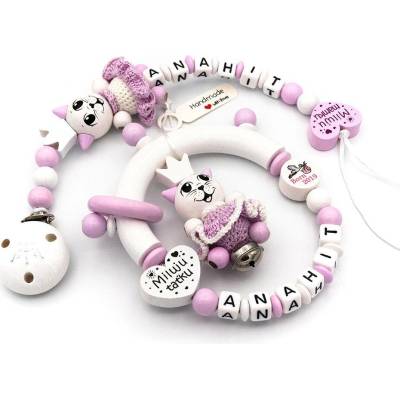 HappyKidsPraha Set Klip na dudlík a Chrastítko AURORA
